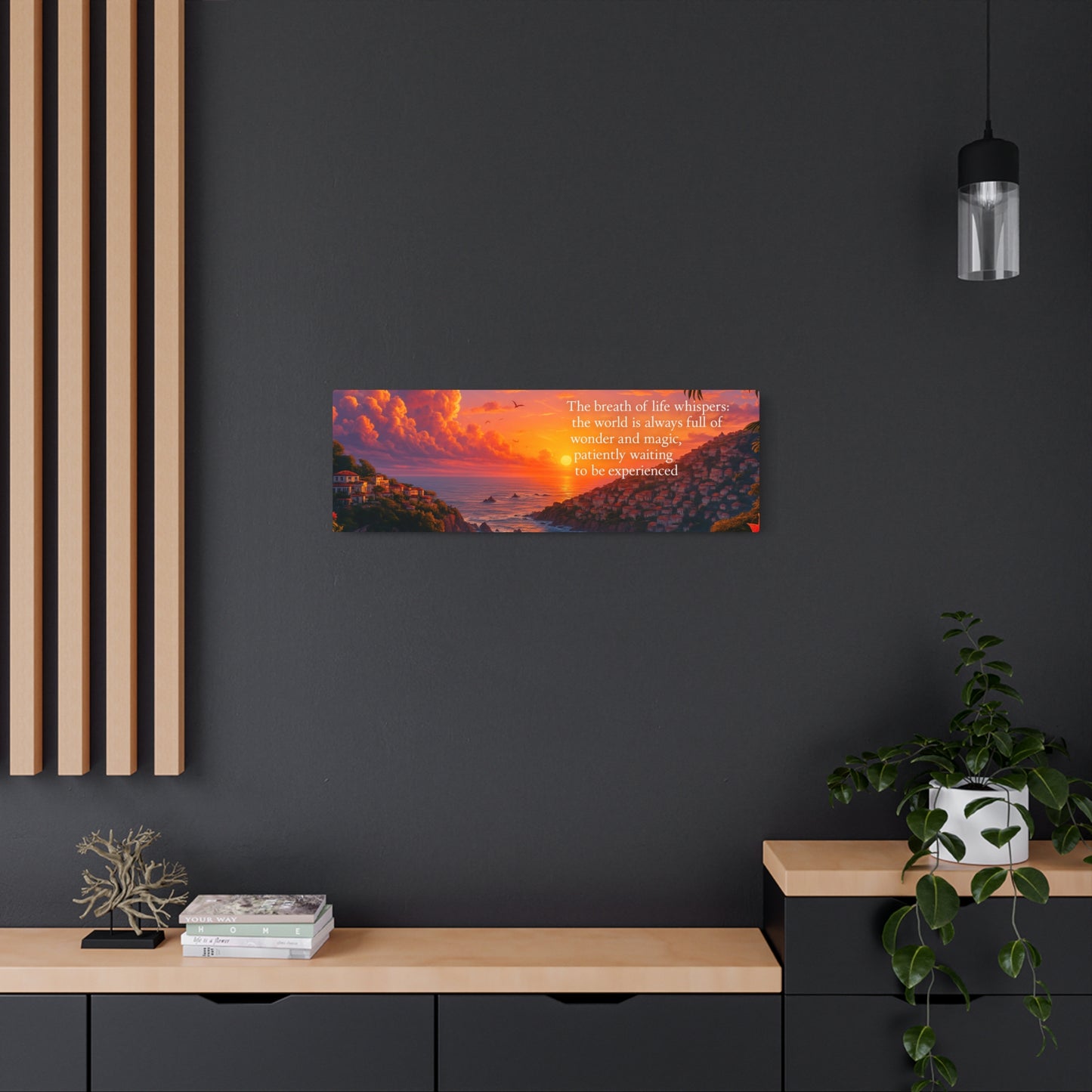 Inspirational Metal Art Poster – Sunset Seascape with Whimsical Quote