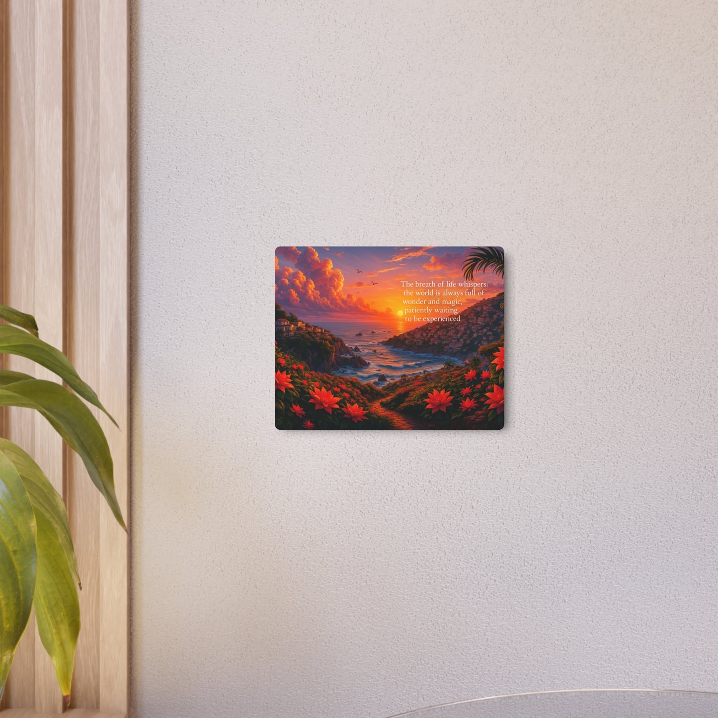 Inspirational Metal Art Poster – Sunset Seascape with Whimsical Quote