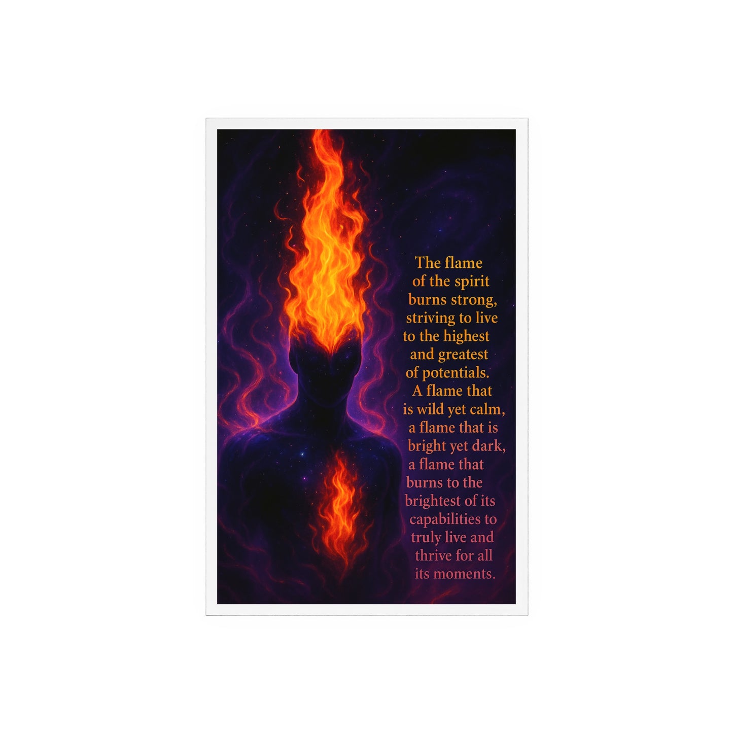 Inspirational Acrylic Plaque with Wooden Stand – 'Flame of the Spirit'