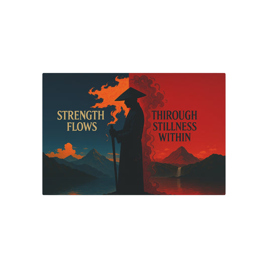 Inspirational Metal Art Poster - 'Strength Flows Through Stillness Within'